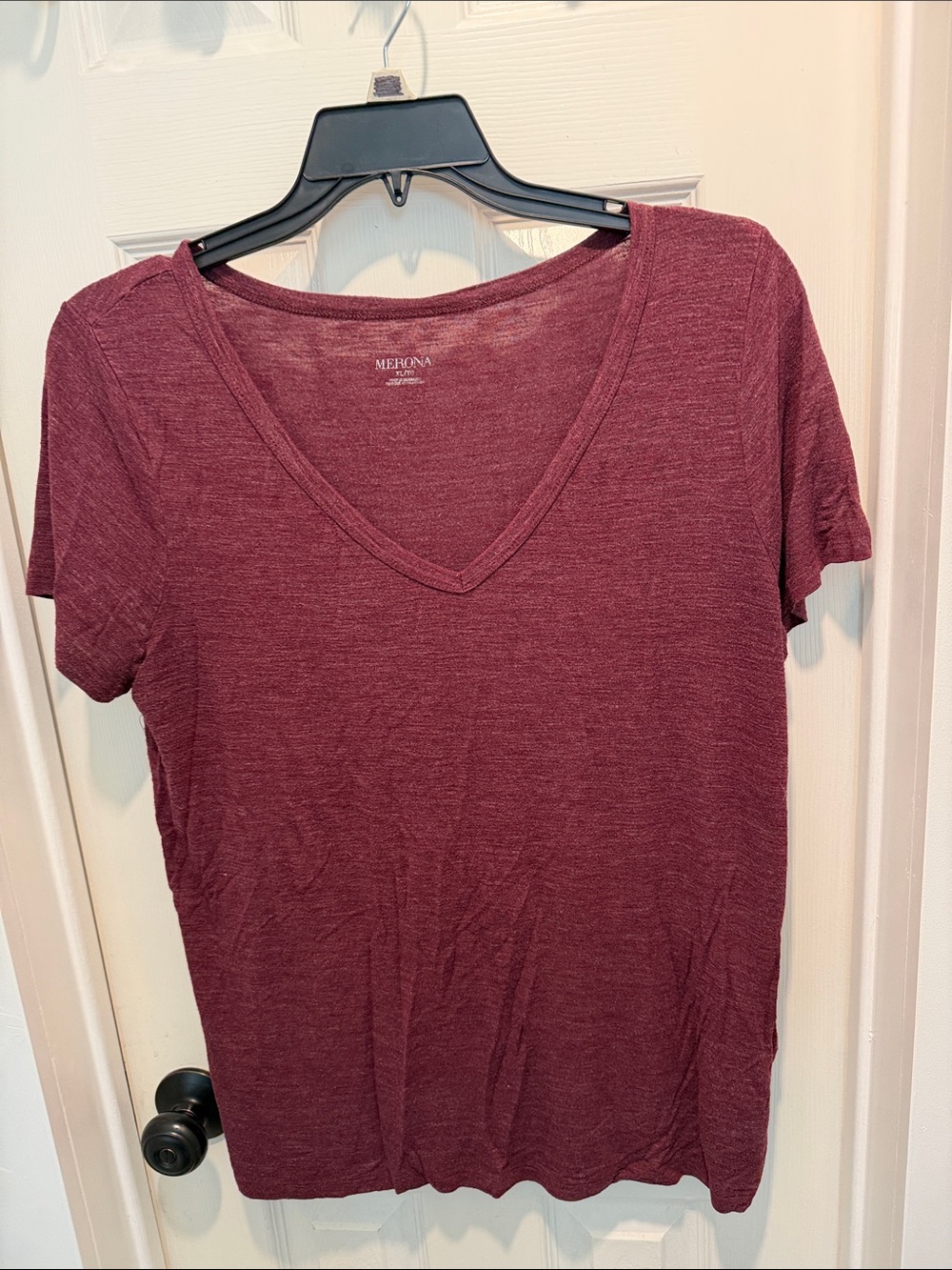 Merona V-Neck Short Sleeve Tee in Wine
